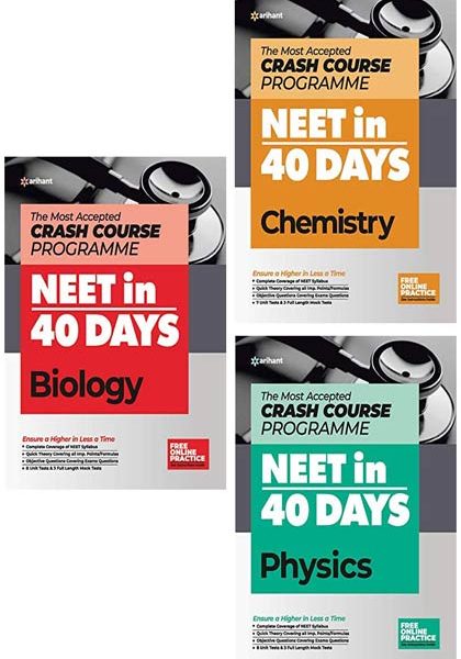Arihant The Most Accepted Crash Course Programe NEET In 40Days (Set Of 3Books Biology Chemistry Physics)