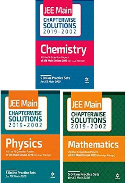 JEE Main Chepterwise Solution 2019-2002 Chemistry, Physics, Mathematics ) By Arihant Publication Set Of 3 Books