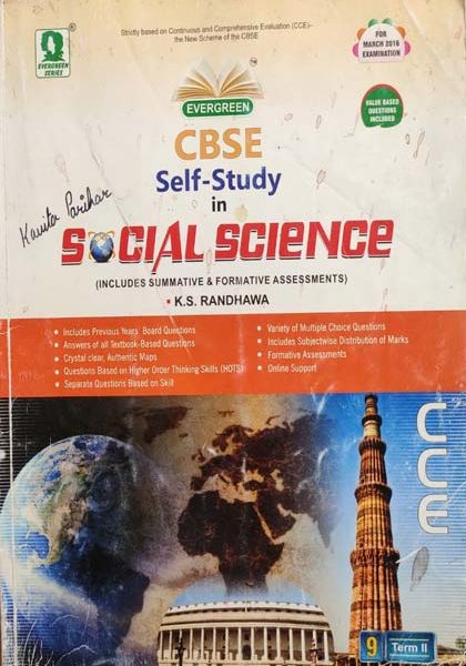 Self Study In Social Science By KS Randhawa For Class-9th Term-2